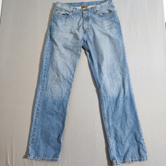 Perry Ellis straight leg jeans men's size 33X32 medium washed denim blue - Picture 1 of 14